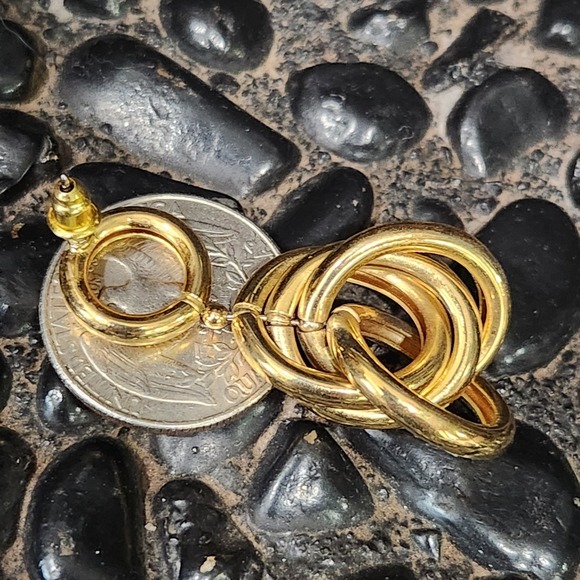 Vintage gold dangle open circle earrings‎ - Picture 4 of 4
